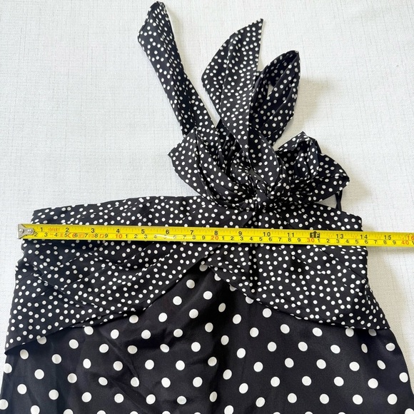 NWT J. Crew Silk Black White Polka Dot One-Shoulder Bow Top Size 00 - Picture 5 of 10